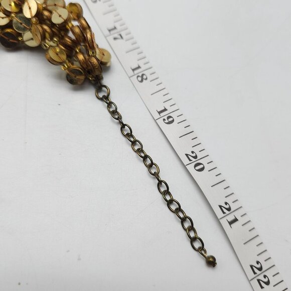 Gold Tone Multi-Strand Sequin Necklace With Adjustable Chain 21 Inches - Picture 5 of 5